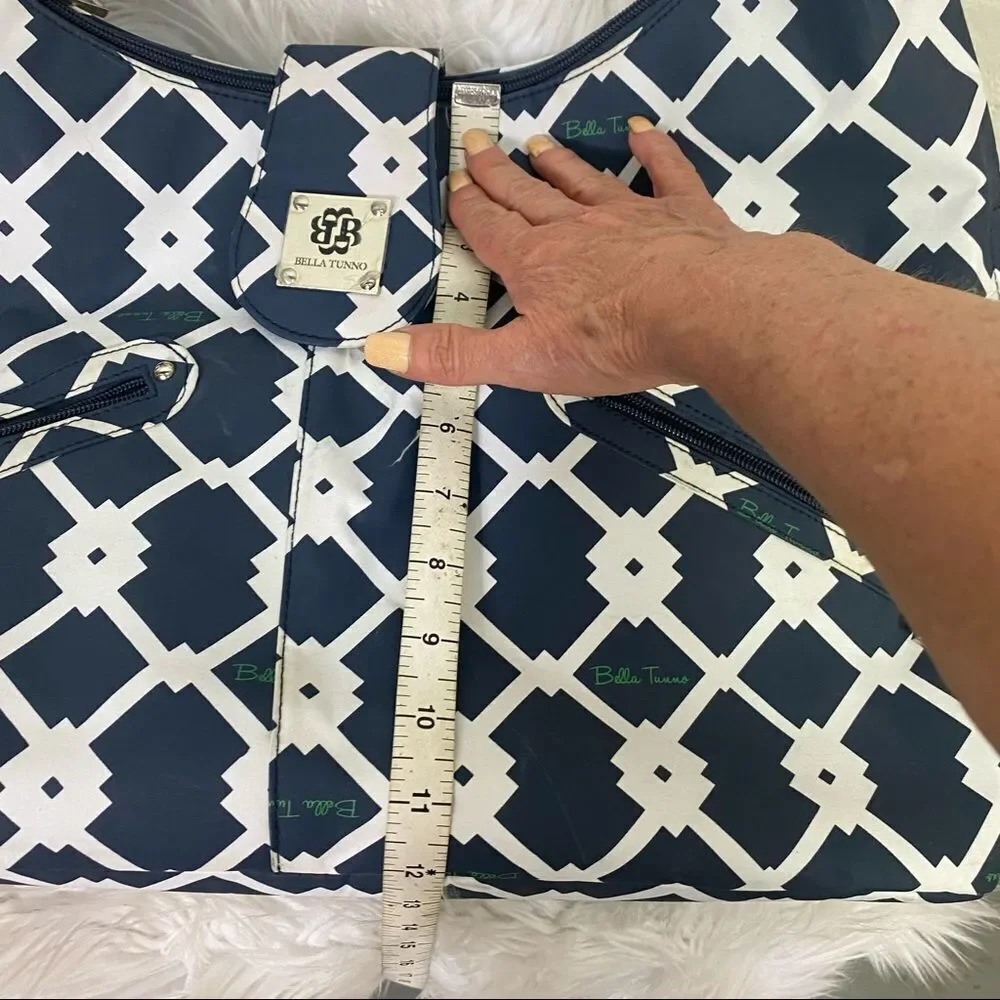 NEW Bella Tunno Navy Blue White Diaper Baby Bag Matching Pouch & Changing Pad